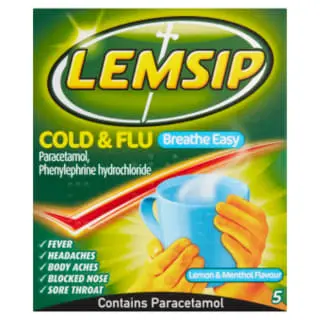 Lemsip Cold & Flu Breathe Easy Sachets 5pk - Lemon & Menthol