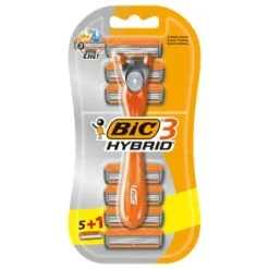 BIC 3 Hybrid Men's Razor Kit - 1 Handle & 6 Blades