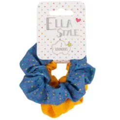 Ella Hair Ella Style Scrunchies 2pk - Blue & Gold