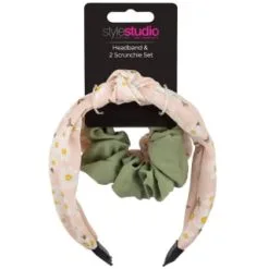 Style Studio Twist Knot Alice Band And Scrunchie- Peach